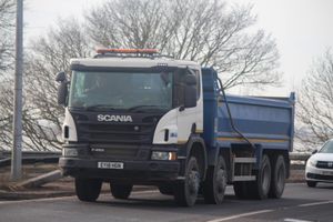 image of three tipper lorries, all part of the bloxham tipping services fleet